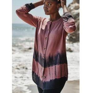 J. Jill Pure Jill Tie Dye Double Cloth Tunic Purple Size M Gauzy Lightweight